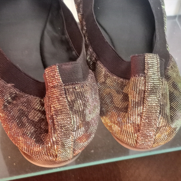 Tory Burch Metallic Gold Brown Ballet Flats Women Size 6 - Picture 8 of 12